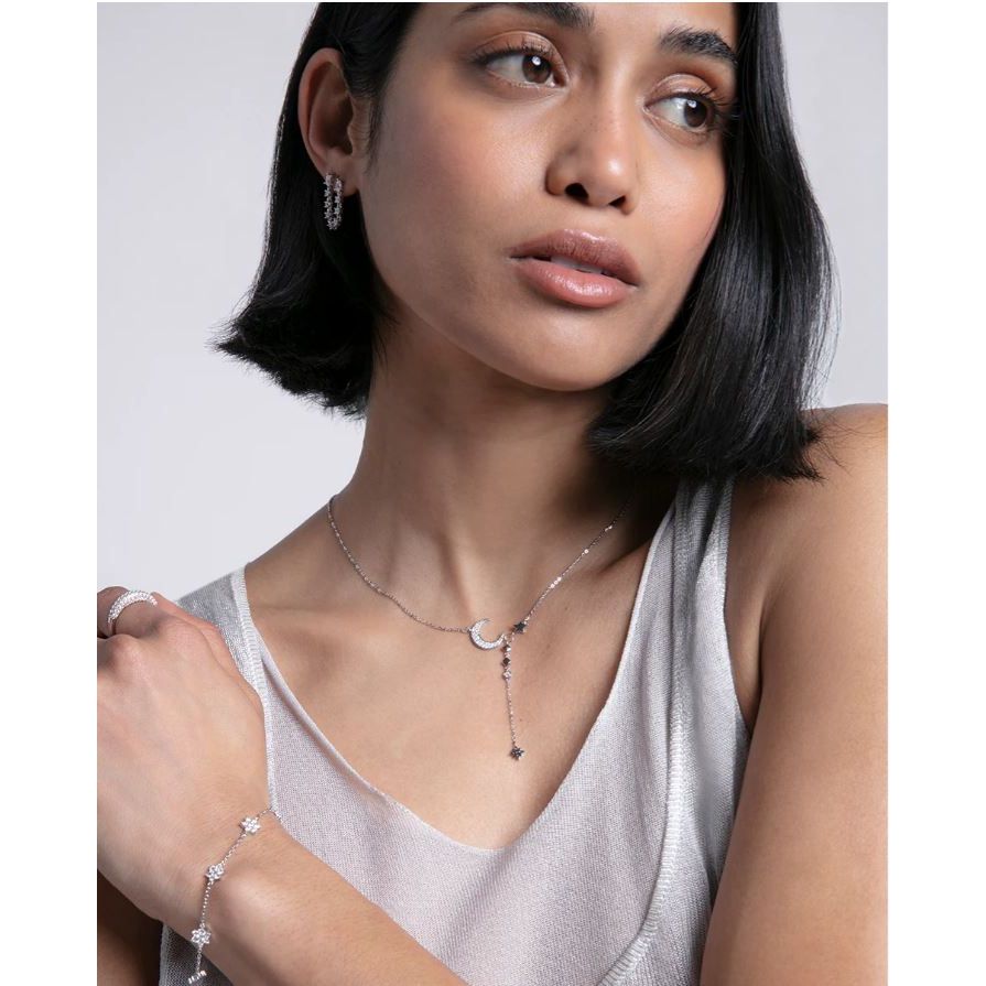 VICEROY JEWELS Mod. 13205C000-30 necklace on model, featuring silver 925° material and multifunction quartz movement, water resistant 10 ATM.