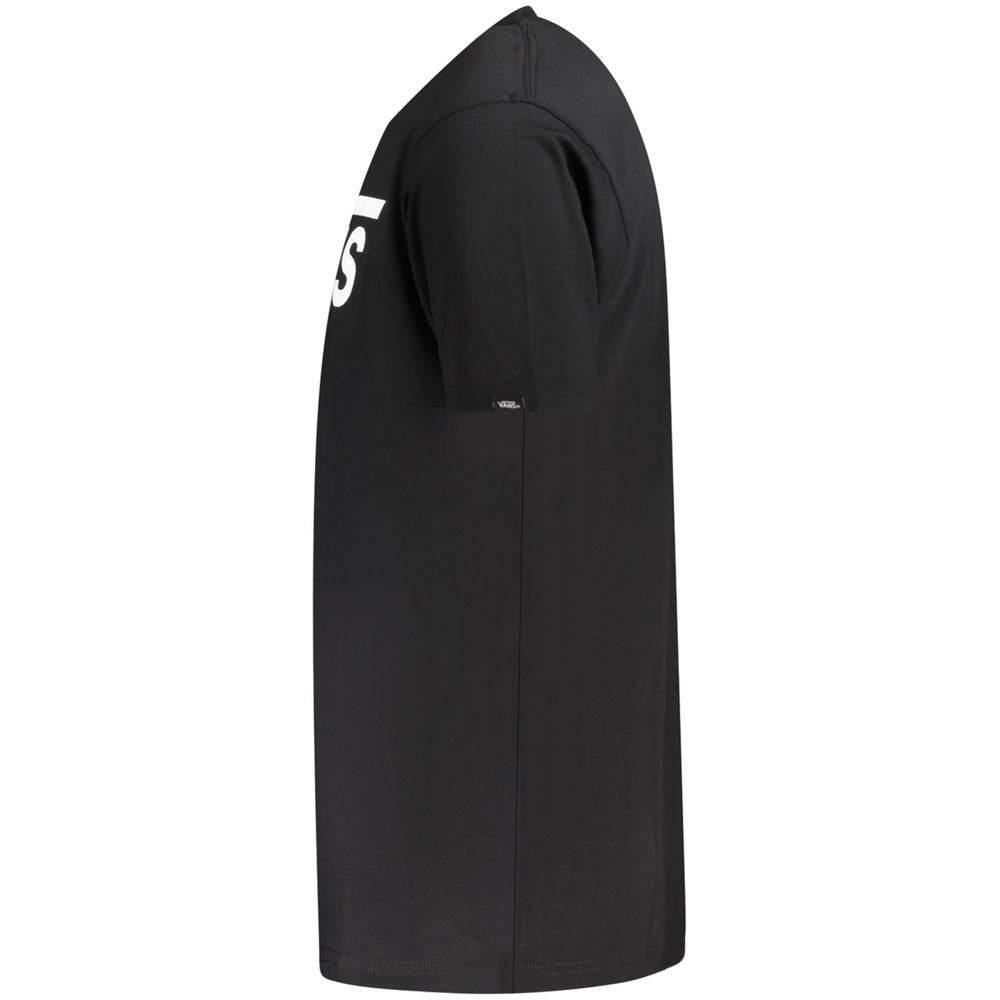 Side view of Vans Black Cotton T-Shirt, short sleeve, classic fit, crew neck with logo print.