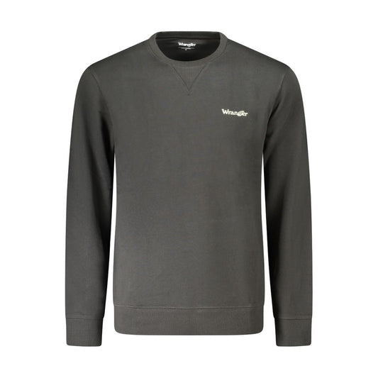 Wrangler Black Cotton Men Sweater showcasing long sleeves and iconic logo on front.