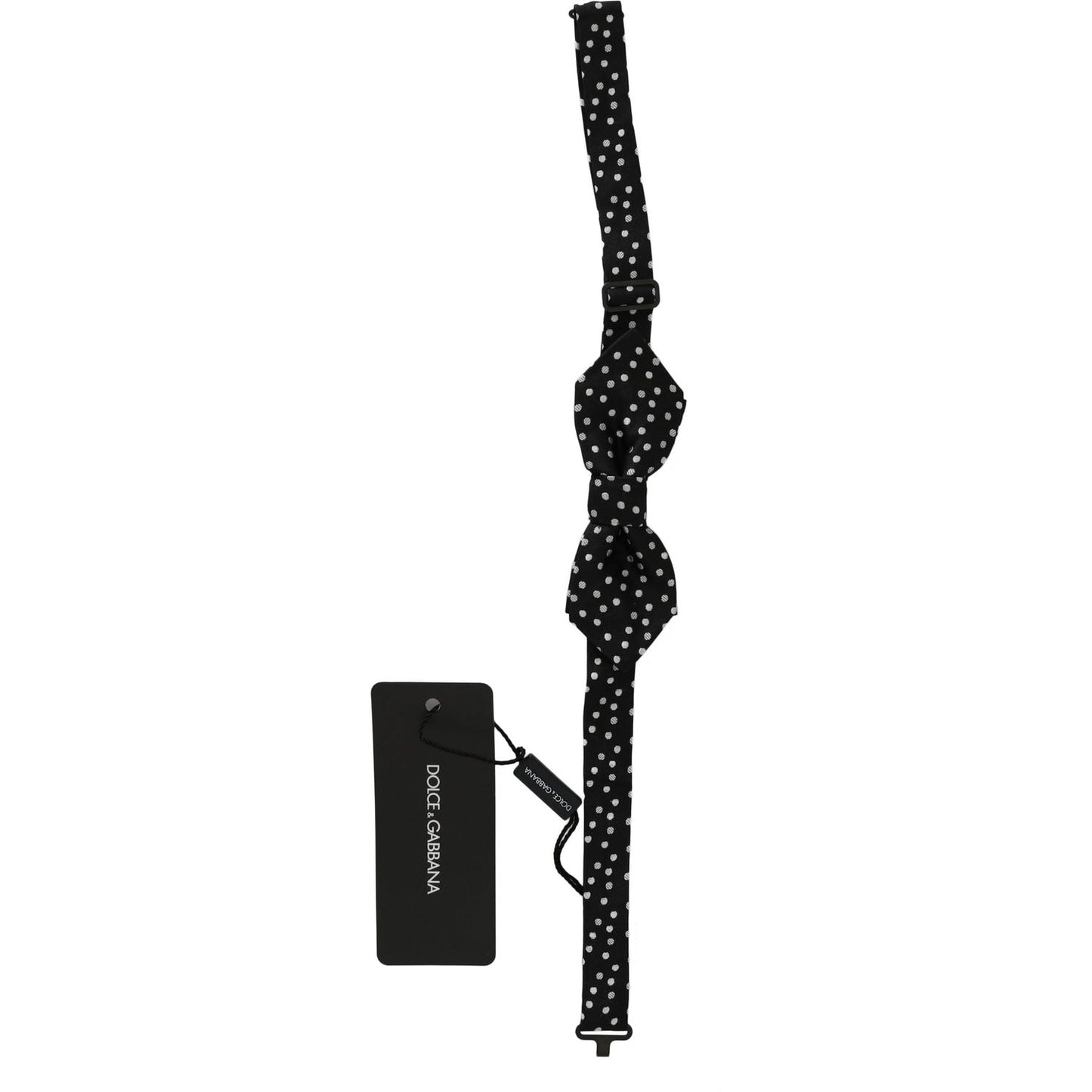 Dolce & Gabbana Black Polka Dots Silk Adjustable Neck Papillon Men Bow Tie FT1065