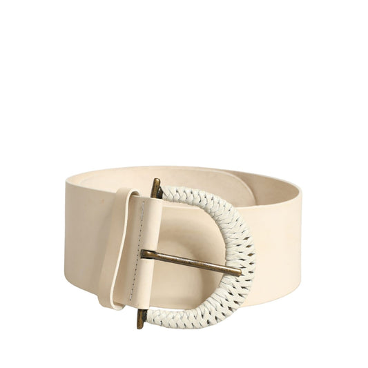 Cavalli Class Off White Leather Waist Women Cintura Buckle Belt