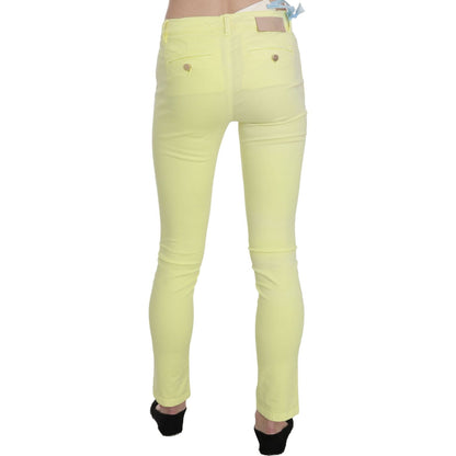 PINKO Yellow Cotton Stretch Low Waist Skinny Casual Trouser Pants
