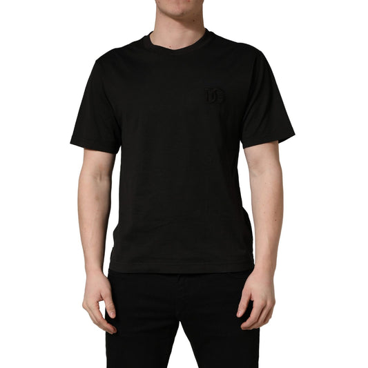 Dolce & Gabbana Black Cotton Short Sleeves Crew Neck T-shirt
