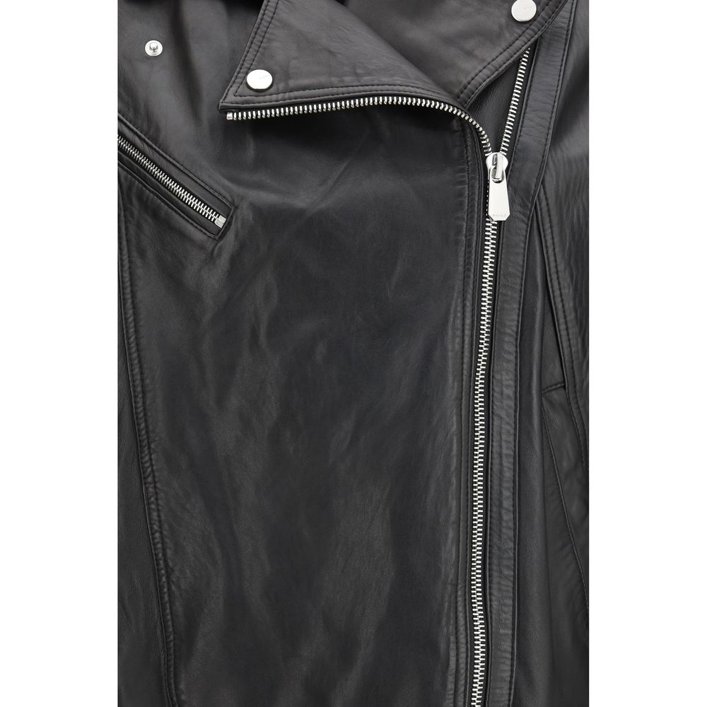 PINKO Black Leather Jacket 1728,72470364320,Black,Clothing,IT36 | XS,IT38 | S,IT40 | M,Jackets & Coats - Clothing,Leather Jackets - Jackets & Coats - Clothing,New with tags,PINKO,Women
