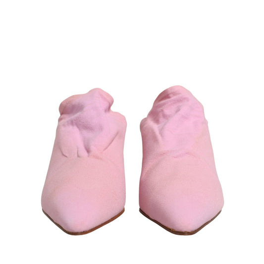 Dolce & Gabbana Pink Suede Heel Mule Shoes