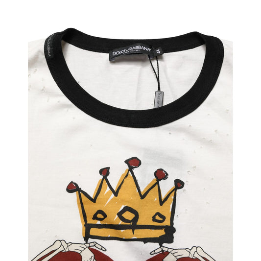 Dolce & Gabbana White King Of Love Print Cotton Men Jersey T-shirt