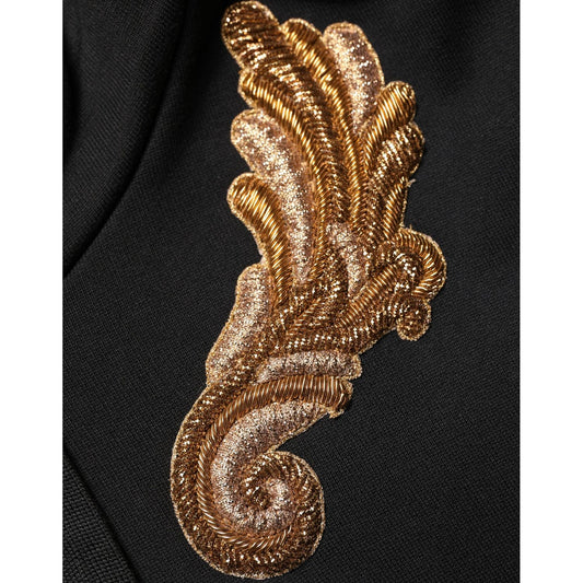 Dolce & Gabbana Black Embroidered Tassel Hooded Sweatshirt Sweater