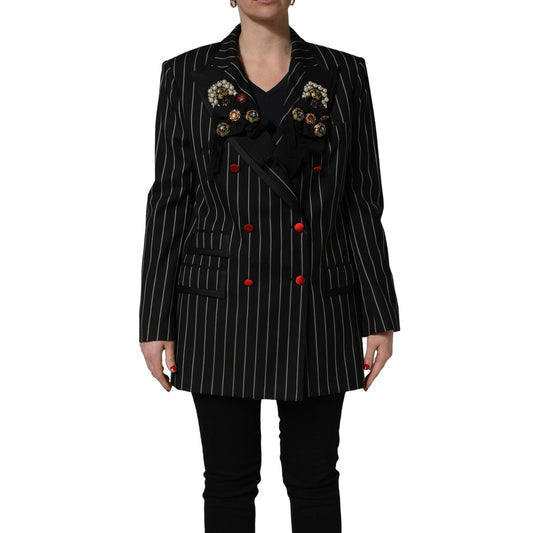 Dolce & Gabbana Black Stripe Double-Breasted Blazer Jacket