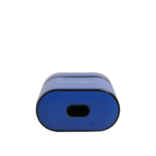 Dolce & Gabbana Case Blue Calf Leather Logo Flip Holder Strap Airpods