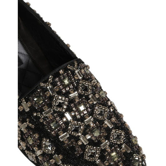 Dolce & Gabbana Silver Leather Logo Slip On Loafers Shoes