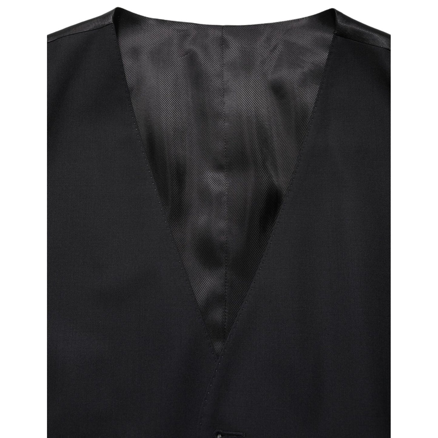 Dolce & Gabbana Black Wool Single Breasted Waistcoat Vest