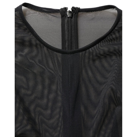 Dolce & Gabbana Black Long Sleeve Sheer Fitted Maxi Dress