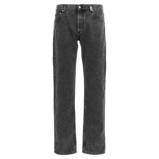 Alexander McQueen Black Cotton Straight-Leg Jeans