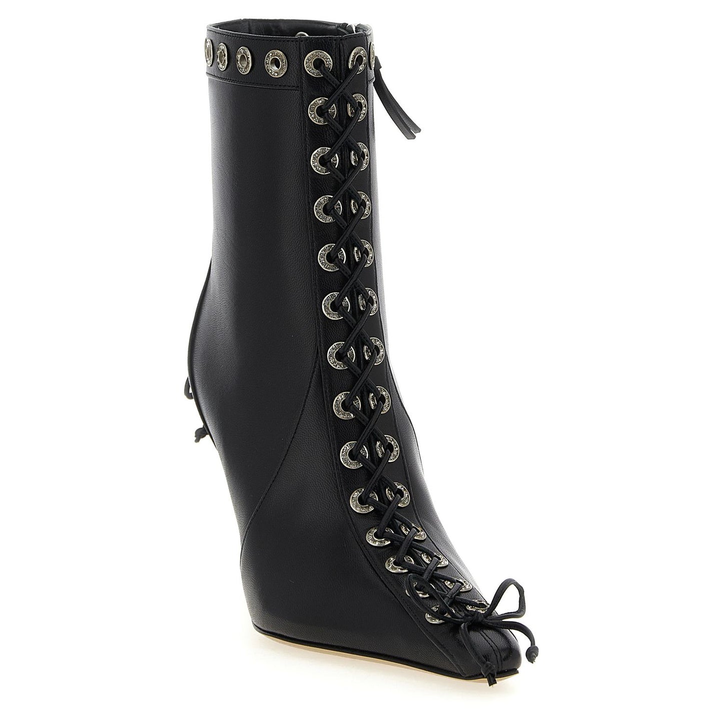 MACH & MACH Black Calfskin Ankle Boots