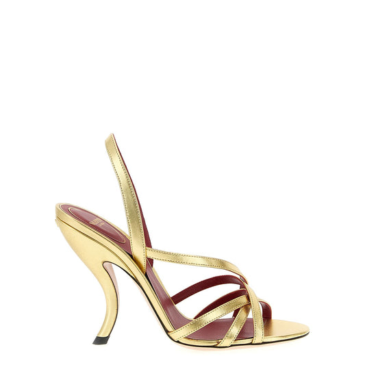 Valentino Garavani Gold Lambskin Stiletto Heel Sandals