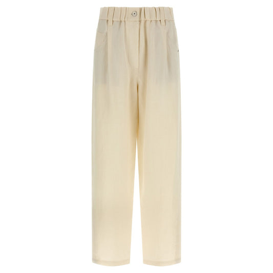 Brunello Cucinelli White Viscose Casual Pants