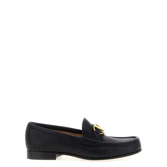 Valentino Garavani Black Buffalo Leather Slip-On Loafers