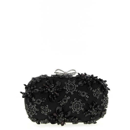 Self-Portrait Black Polyester Clutch Bag