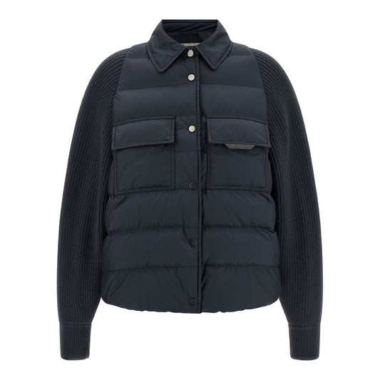 Brunello Cucinelli Blue Polyester Full-Length Jacket