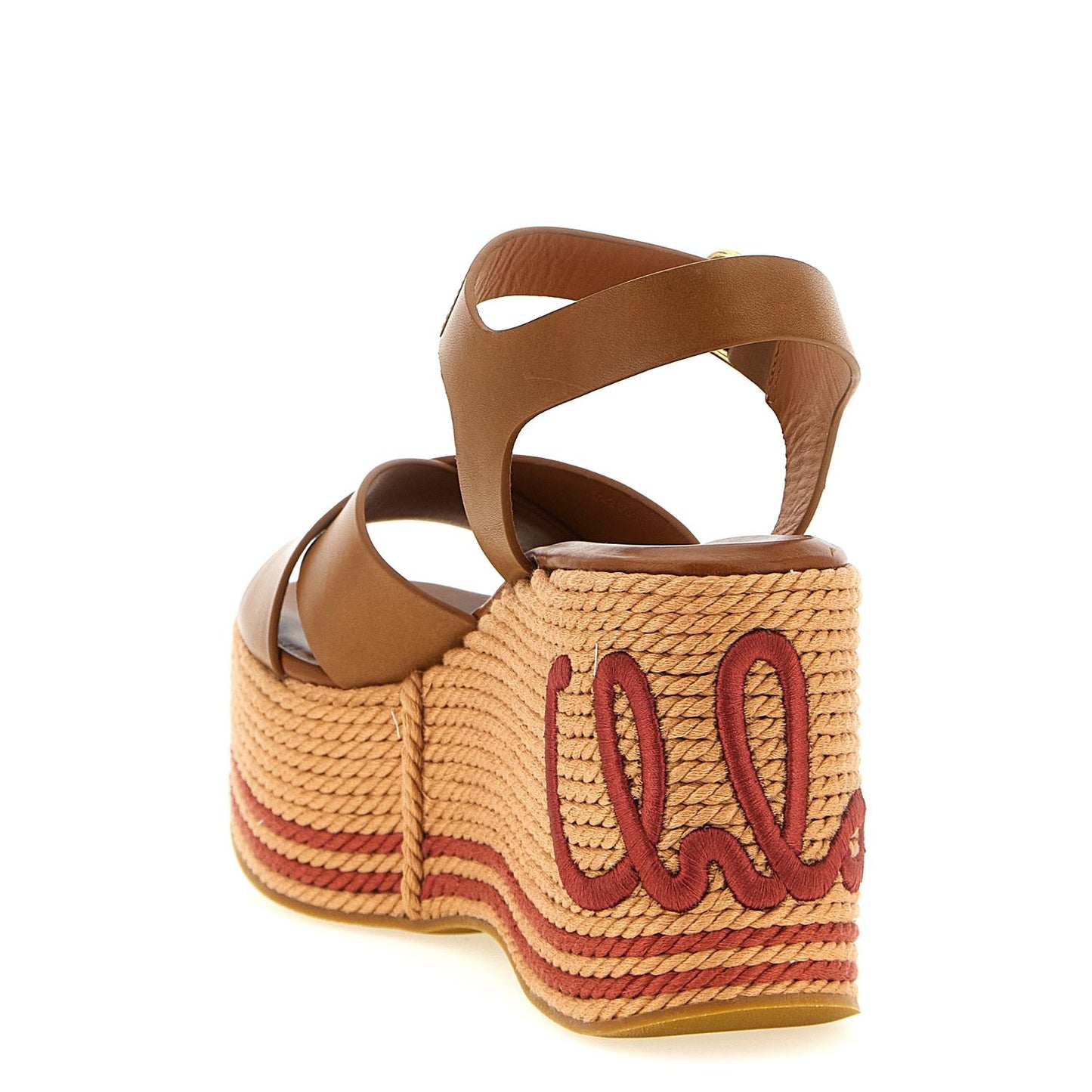 Chloé Brown Calfskin Wedge Sandals