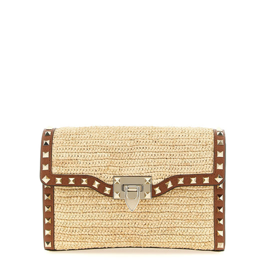 Valentino Garavani Beige Straw Crossbody Bag