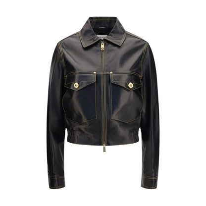 Versace Black Lamb Ovis Aries Aries Leather Jacket