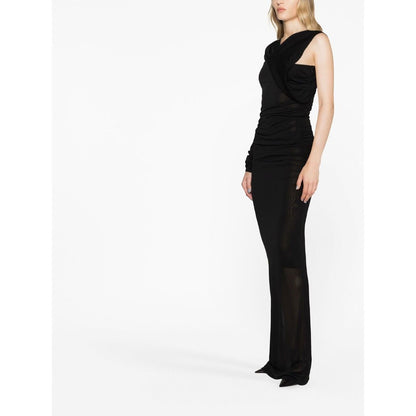 Saint Laurent semi-sheer one-sleeve long dress