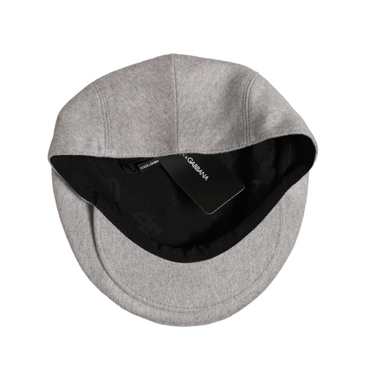 Dolce & Gabbana Men Light Grey Cashmere Newsboy Cabbie Cap Hat