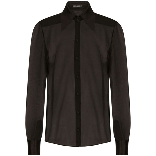 Dolce & Gabbana Silk chiffon shirt with satin details F5R42TFU1ATN0000