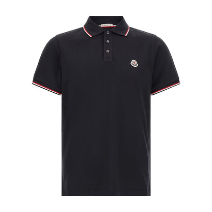 Moncler Blue Cotton Polo Shirt