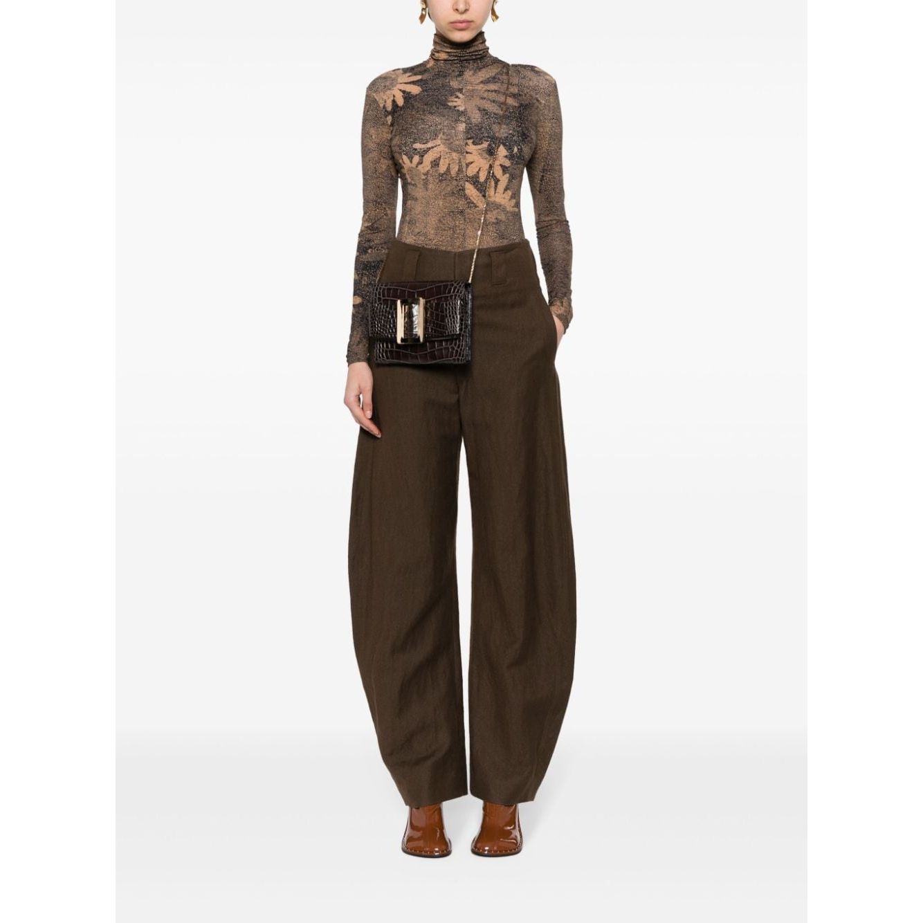 Boyy Buckle travel case croco embossed leather clutch bag