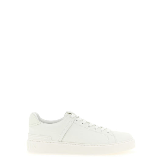 Balmain White Calfskin Low Top Sneakers