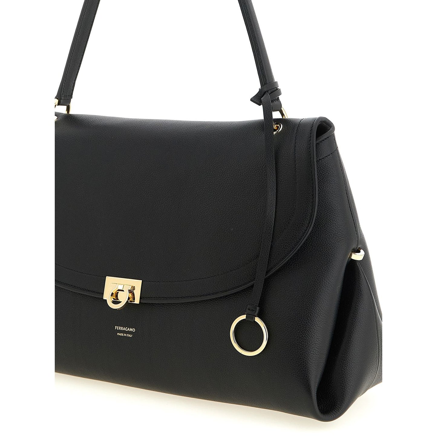 Ferragamo Black Calfskin Shoulder Bag
