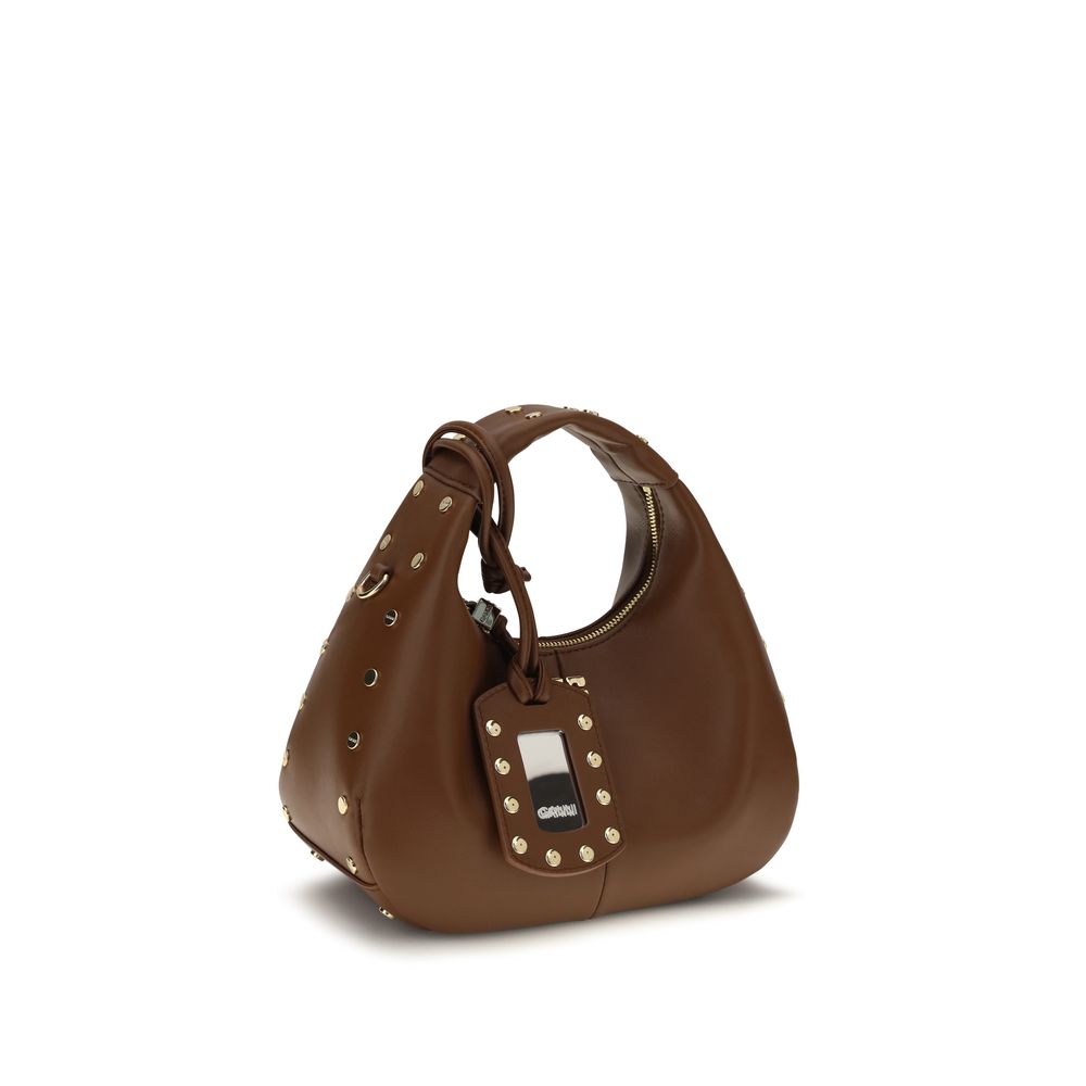 Ganni Brown Recycled Leather Shoulder Bag