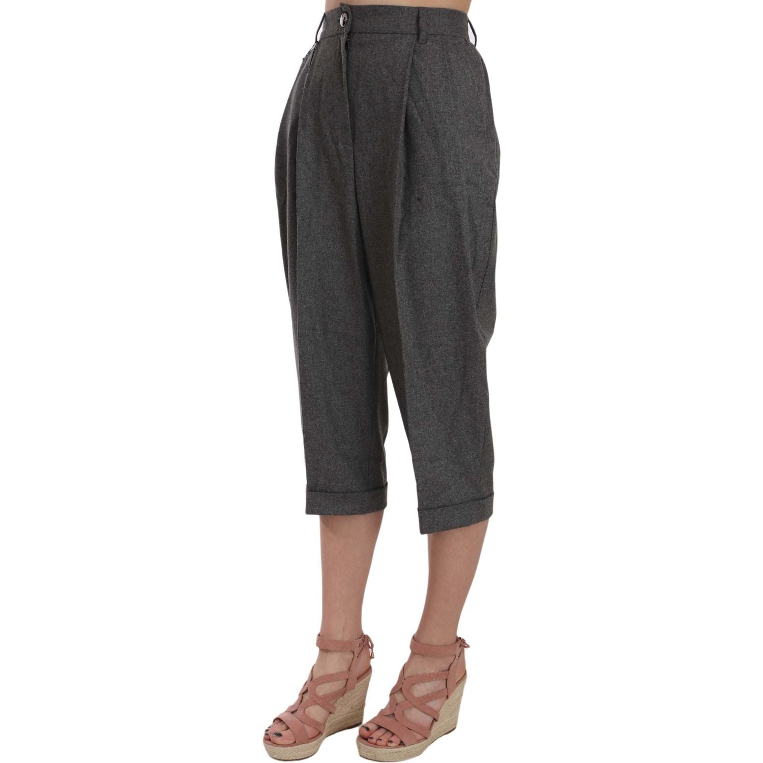 بنطلون دولتشي آند غابانا الأنيق المصنوع من الصوف والكشمير باللون الرمادي