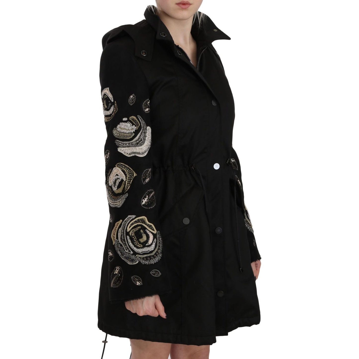 John Richmond Floral Sequined Beaded Hooded Jacket Coat Coats & Jackets