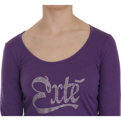 Exte Purple Crystal Embellished Long Sleeve Casual Top