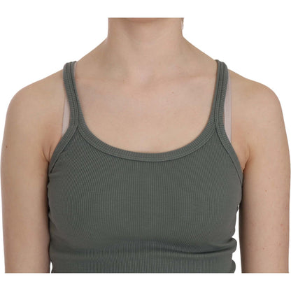 PINK MEMORIES Green Sleeveless Spaghetti Tank T-Shirt Blouse