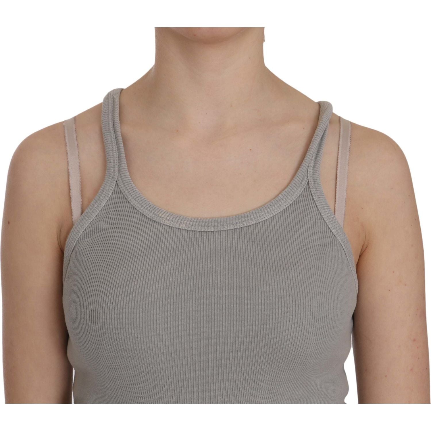 优雅无袖灰色棉质衬衫