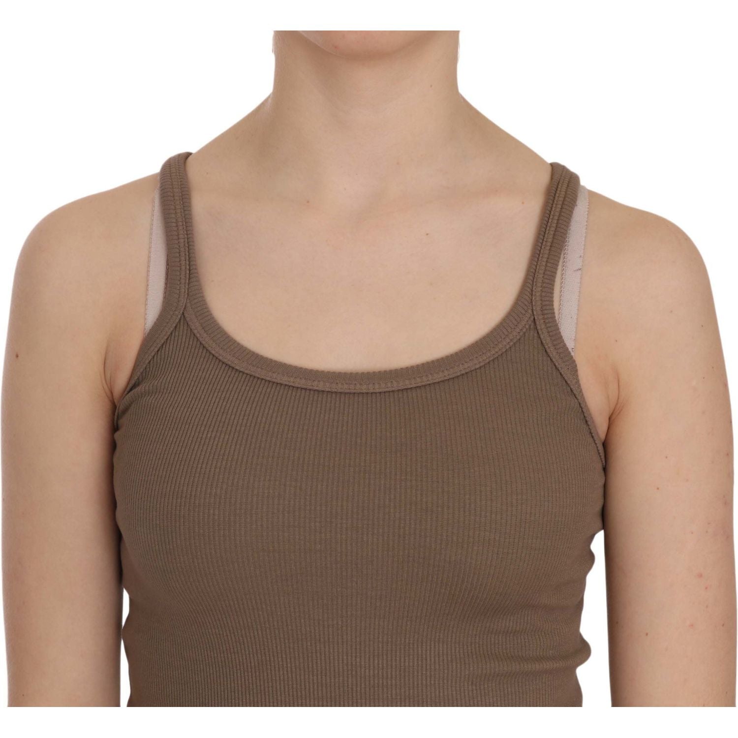 بلوزة قطنية أنيقة بحمالات رفيعة من PINK MEMORIES - أناقة ترابية