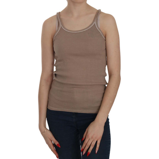 PINK MEMORIES Brown Sleeveless Spaghetti Strap Tank Blouse TSH3922-42