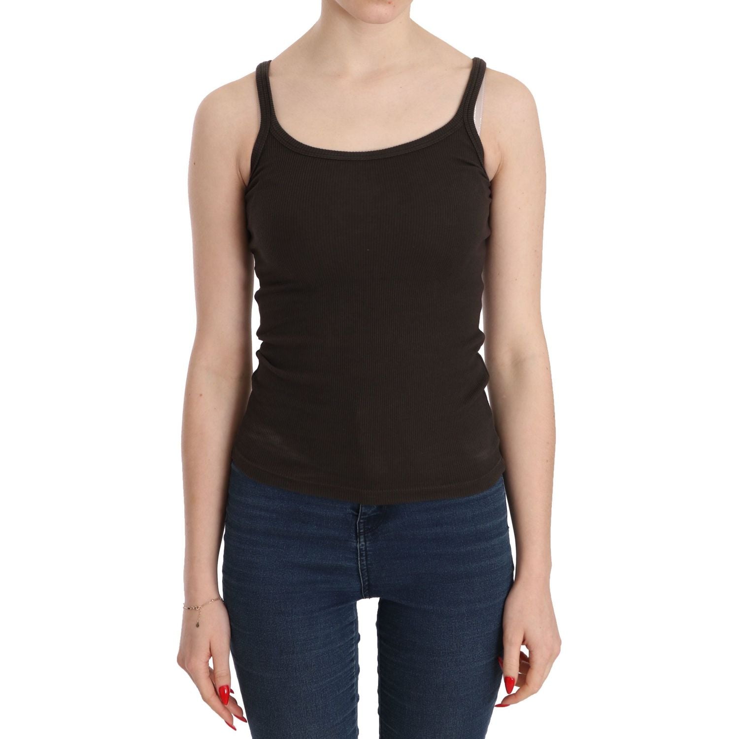 بلوزة أنيقة باللون البني الداكن بحمالات رفيعة من PINK MEMORIES