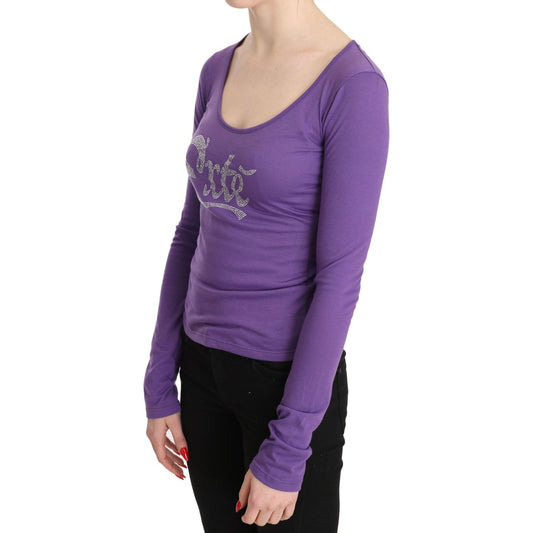 Purple Exte Crystal Embellished Long Sleeve Top Blouse TSH3413-40
