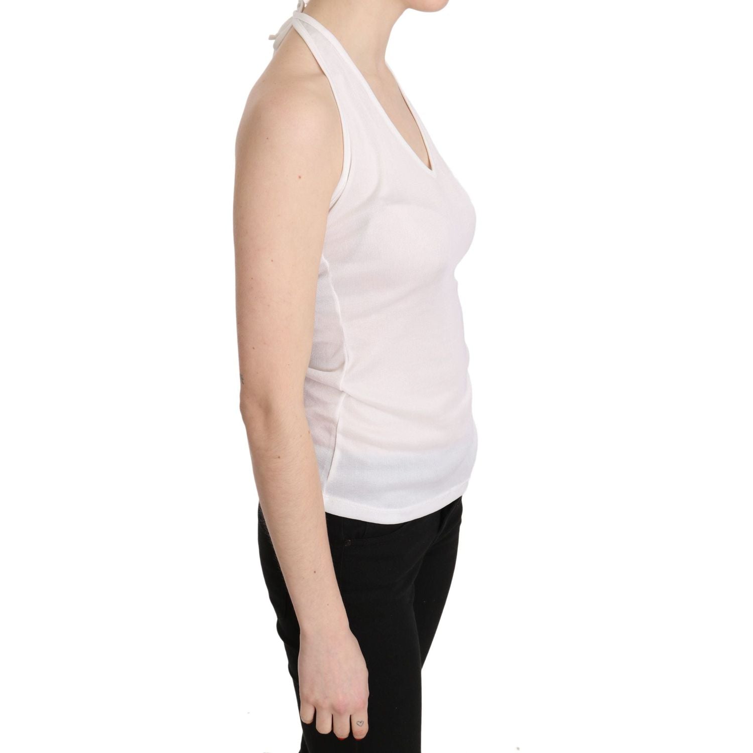 优雅白色挂脖休闲背心