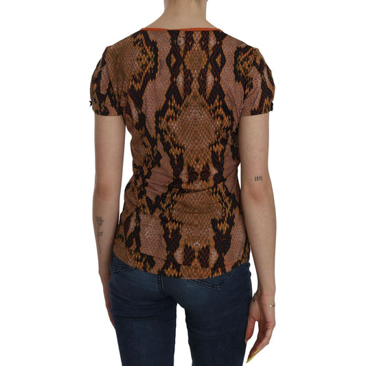 Just Cavalli Snake Skin Print Short Sleeve Top T-shirt TSH3765-44
