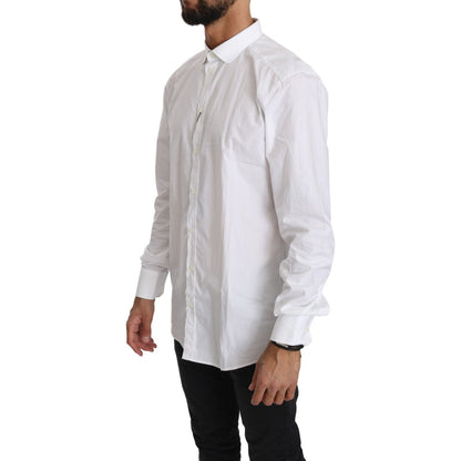 Dolce & Gabbana White Cotton Long Sleeve Top Shirt MAN TOPS AND SHIRTS