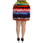 Dolce & Gabbana Red Blue High Waist Mini Feather Skirt SKI1356-36