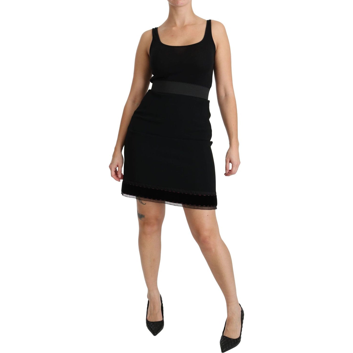 Dolce & Gabbana Black A-line High Waist Mini Viscose Skirt SKI1389-38