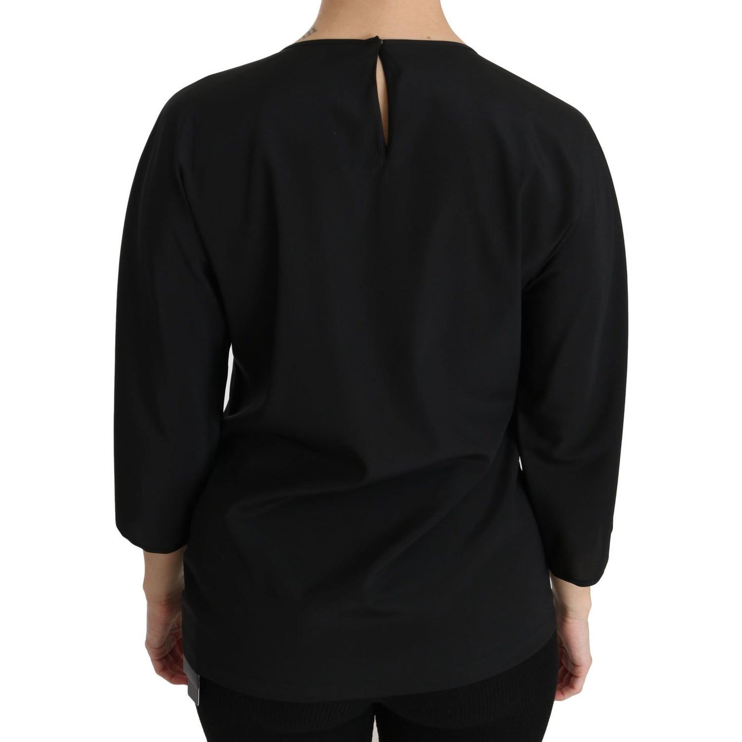 Dolce & Gabbana Black #dgfamily Top T-shirt Silk Blouse