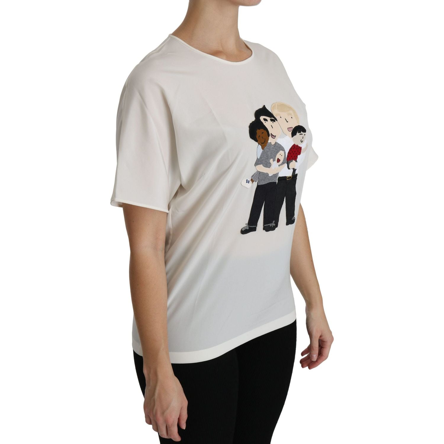 بلوزة دولتشي آند غابانا الأنيقة المصنوعة من مزيج الحرير ذات الرقبة المستديرة